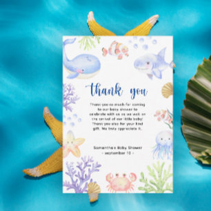 Watercolor ocean animals - thank you baby shower card