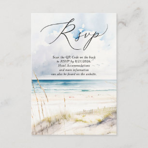 Watercolor Ocean Beach Destination Wedding RSVP Enclosure Card