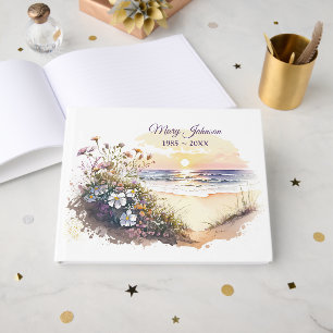 Watercolor Ocean Beach for Memorial Book