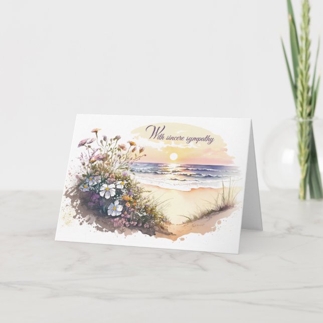 Watercolor Ocean Beach for Sympathy Card (Front)
