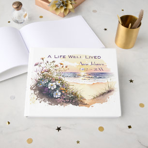 Watercolor Ocean Beach Memorial Book
