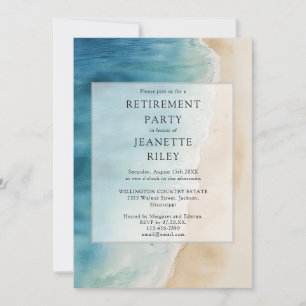 Watercolor Ocean Beach Modern Retirement Party Invitation