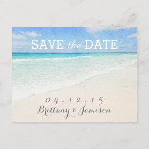 Watercolor Ocean   Beach Save the Date Postcard