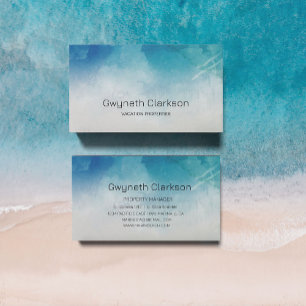 Watercolor Ocean Beach Summer Business Card