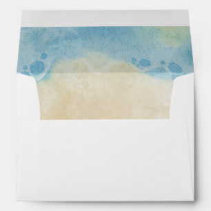 Watercolor Ocean Beach Summer Wedding Envelope