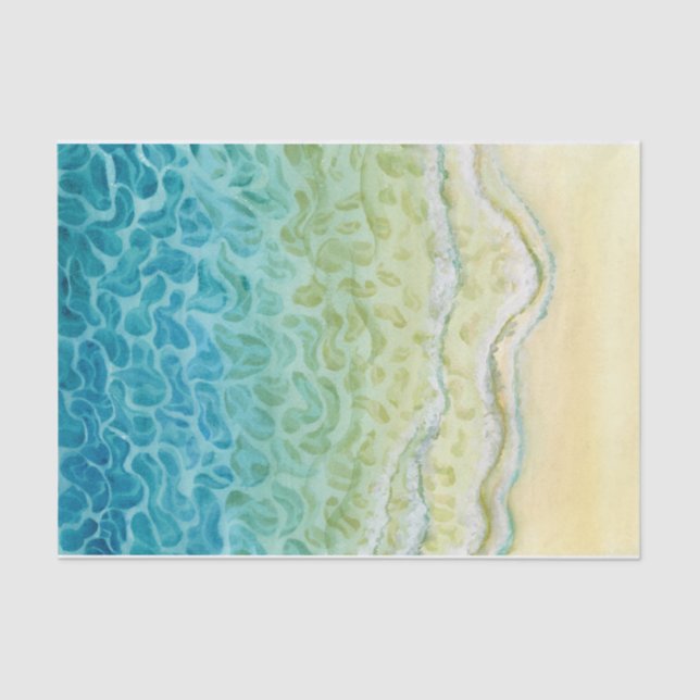 Watercolor Ocean Beach Tissue Paper (Front)