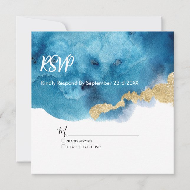 Watercolor Ocean Beach Tropical Island RSVP Card (Front)