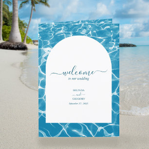 Watercolor Ocean Beach Wedding Order of Service Programme