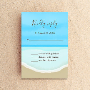 Watercolor Ocean Beach Wedding RSVP Card