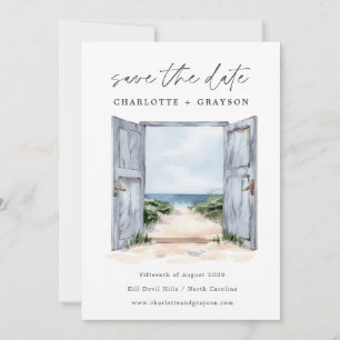 Watercolor Ocean Beach Wedding Save The Date