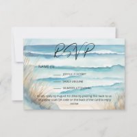 Watercolor Ocean Beach Wedding Website QR Code