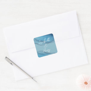 Watercolor ocean blue aquamarine square sticker