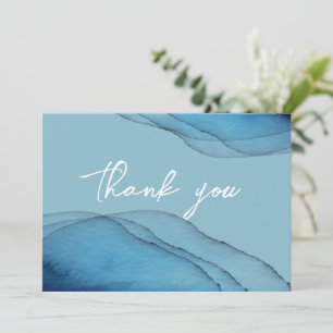 watercolor ocean blue aquamarine  thank you card