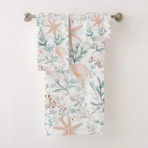 Watercolor Ocean Breeze Pattern Bath Towel Set