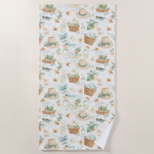 Watercolor Ocean Breeze Pattern  Beach Towel