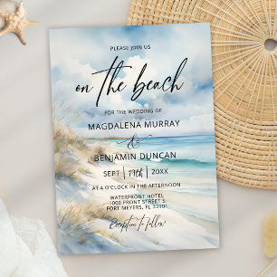 Watercolor Ocean Coastal On the Beach Wedding Invitation