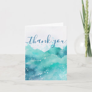 Watercolor Ocean Cruise Ship Boat Crew Employee Thank You Card