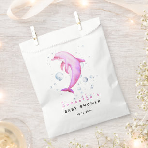 Watercolor ocean dolphin baby shower favour bags