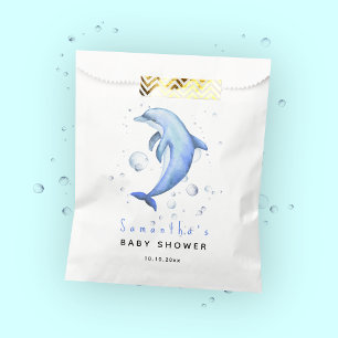 Watercolor ocean dolphin baby shower favour bags