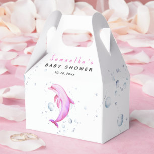 Watercolor ocean dolphin baby shower favour box