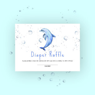 Watercolor ocean dolphin - diaper raffle enclosure card