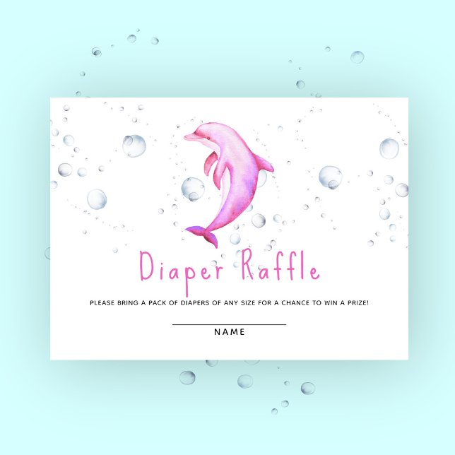 Watercolor ocean dolphin - diaper raffle  enclosure card (Creator Uploaded)