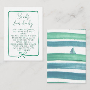 Watercolor Ocean Green Baby Shower Books For Baby Enclosure Card