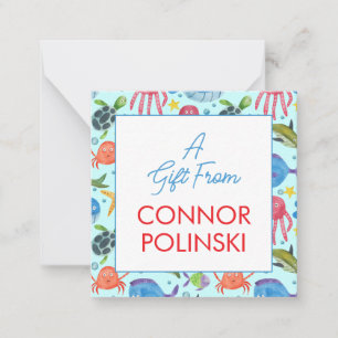 Watercolor Ocean Life A Gift From Boys Enclosure Card