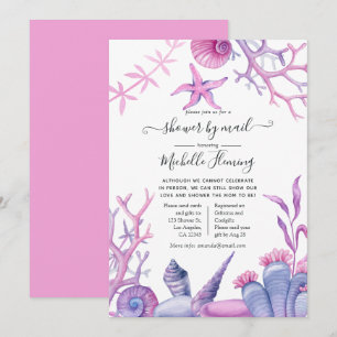 Watercolor Ocean Life Baby Shower by Mail Invitation