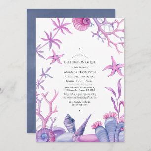 Watercolor Ocean Life Nautical Celebration of Life Invitation