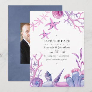 Watercolor Ocean Life Nautical Wedding Photo Save The Date