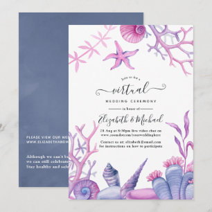 Watercolor Ocean Life Online Virtual Wedding Invitation