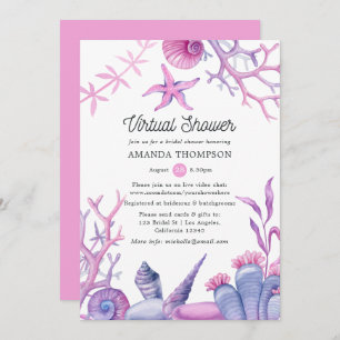 Watercolor Ocean Life Virtual Bridal Shower Invitation