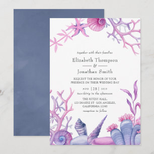 Watercolor Ocean Life Wedding Invitation