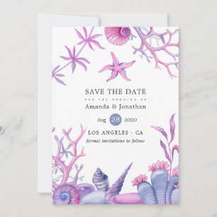 Watercolor Ocean Life Wedding Save The Date