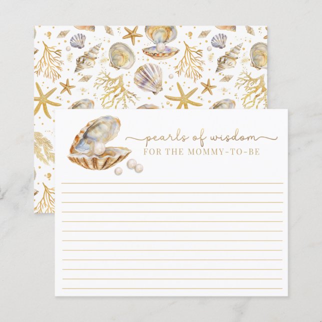 Watercolor Ocean Little Pearl Baby Shower Advice C (Front/Back)