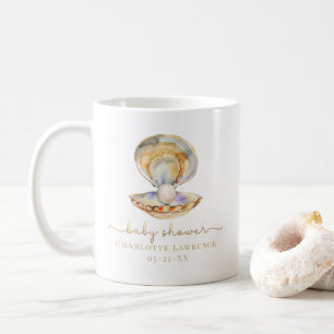 Watercolor Ocean Little Pearl Baby Shower  Coffee Mug