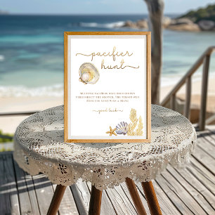 Watercolor Ocean Little Pearl Baby Shower Game Sig