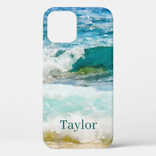 Watercolor Ocean Monogrammed Case-Mate iPhone Case