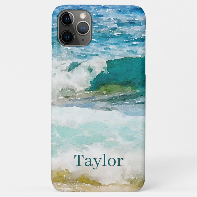Watercolor Ocean Monogrammed Case-Mate iPhone Case (Back)
