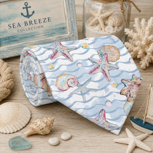 Watercolor Ocean Sea Animals Pattern Tie