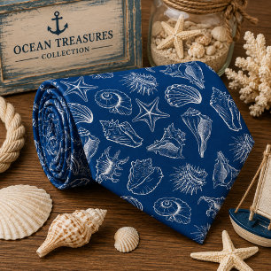 Watercolor Ocean Sea Animals Pattern Tie