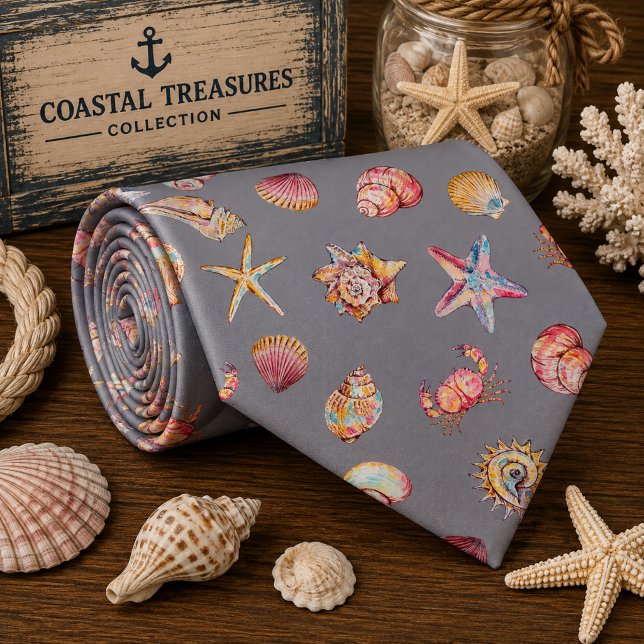Watercolor Ocean Sea Animals Pattern  Tie (Creator Uploaded)