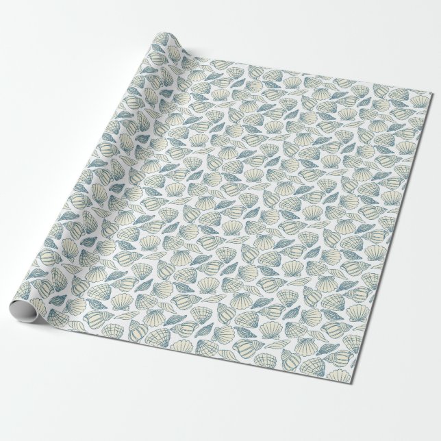 Watercolor Ocean Sea Animals Pattern Wrapping Paper (Unrolled)