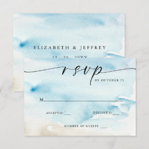 Watercolor Ocean Sea Summer Beach Wedding RSVP Card