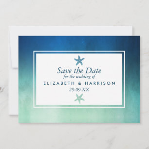 Watercolor Ocean Starfish Beach Save the Date