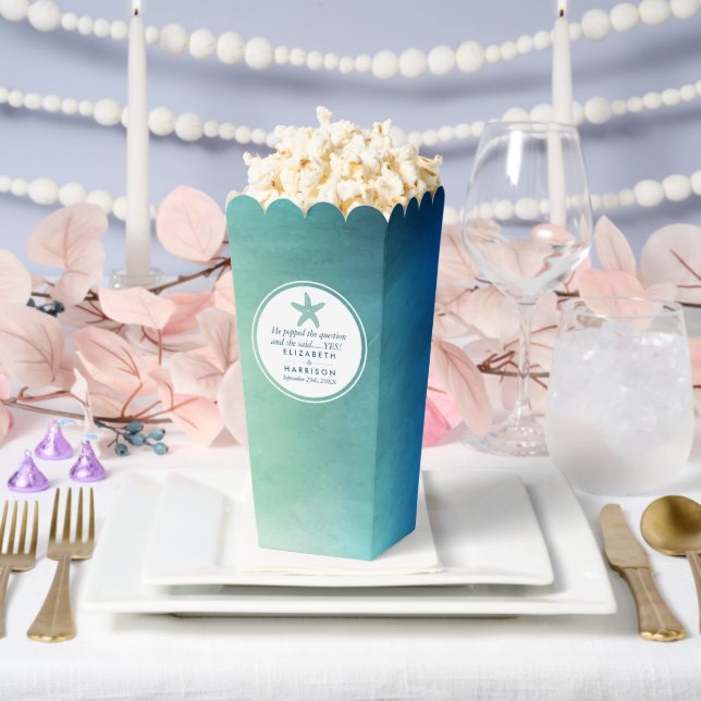 Watercolor Ocean Starfish Beach Wedding Favour Box (Wedding)