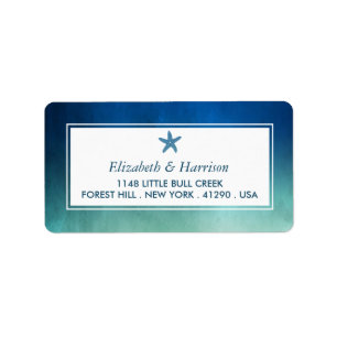 Watercolor Ocean Starfish Beach Wedding Label
