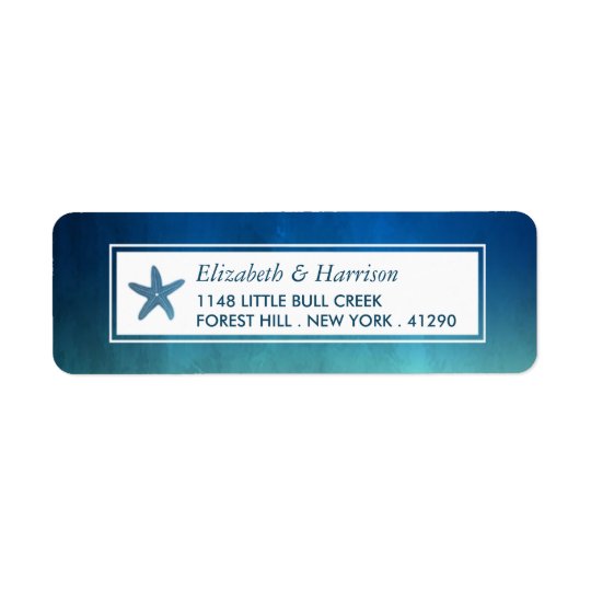 Watercolor Ocean Starfish Beach Wedding Return Address Label