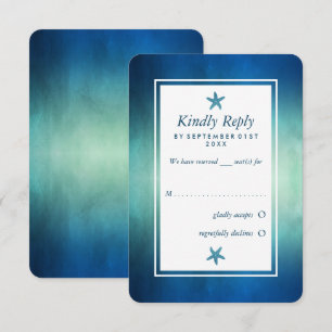 Watercolor Ocean Starfish Beach Wedding RSVP Card